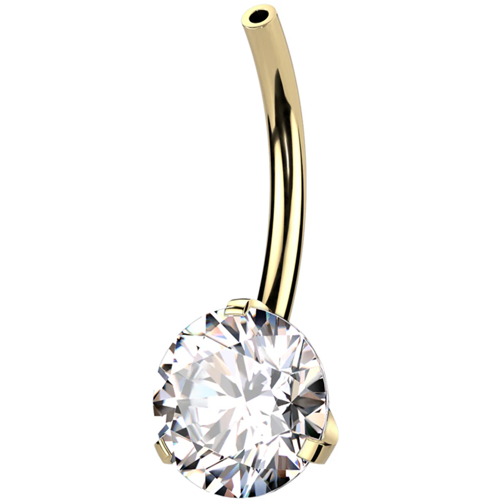 Titanium belly button pin zirconia Push-In
