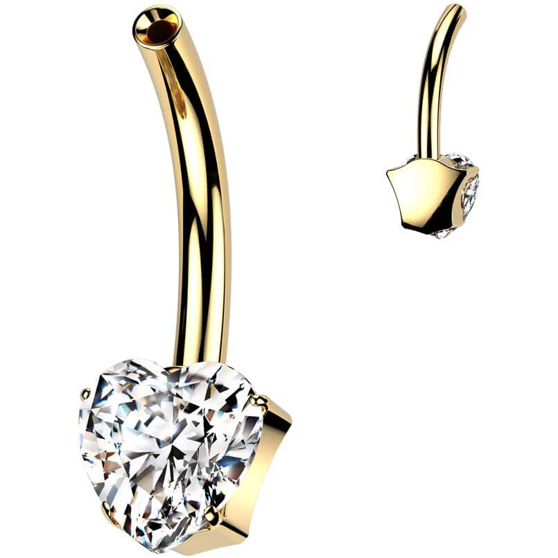 Titanium belly button pin heart zirconia Push-In - Image 3