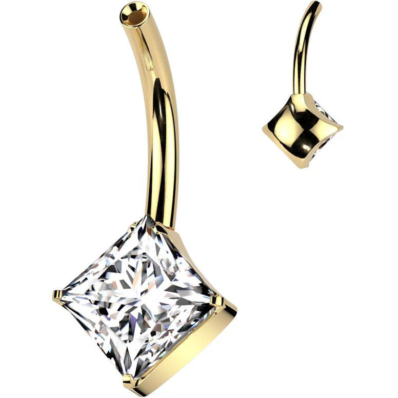 Titanium belly button pin square zirconia Push-In - Image 3