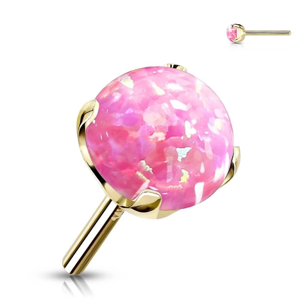 Solid Gold 14 Carat top ball opal prong setting Push-In - Image 10