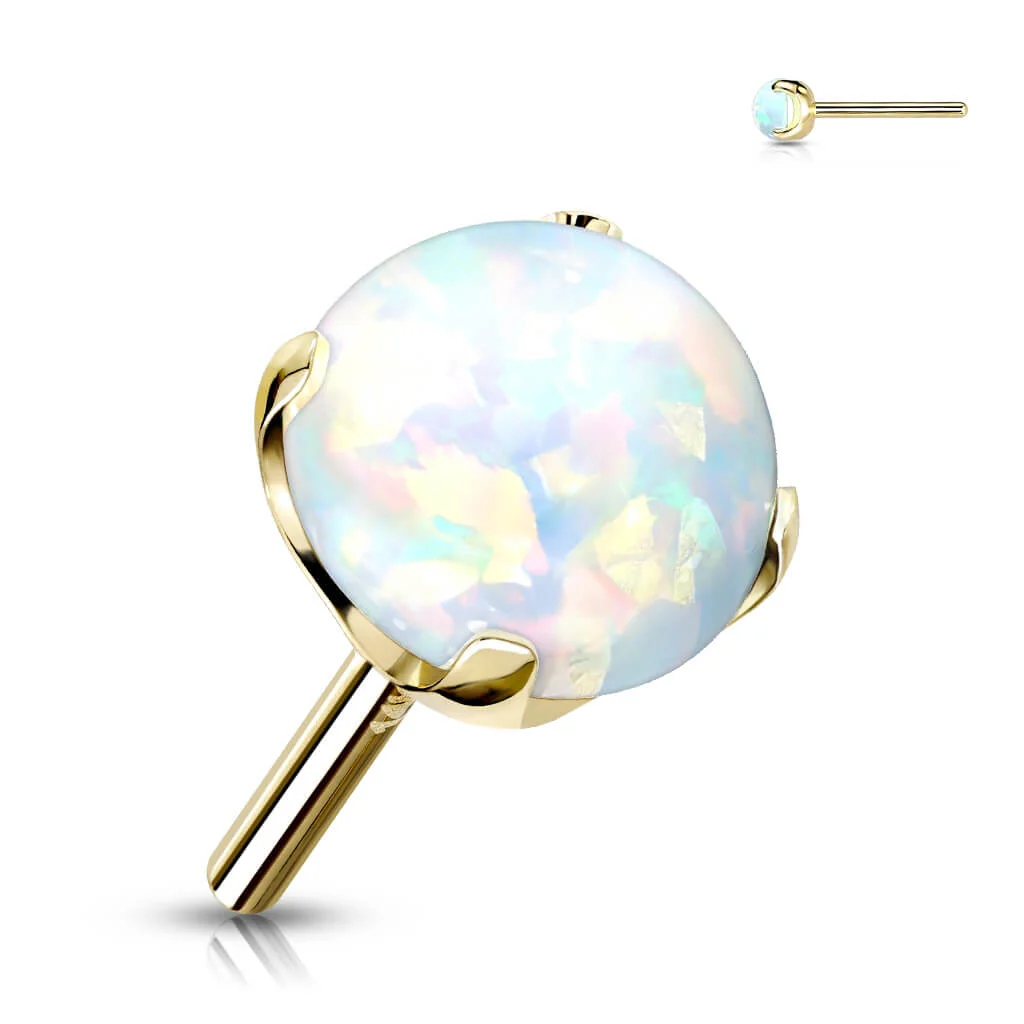 Solid Gold 14 Carat top ball opal prong setting Push-In - Image 9