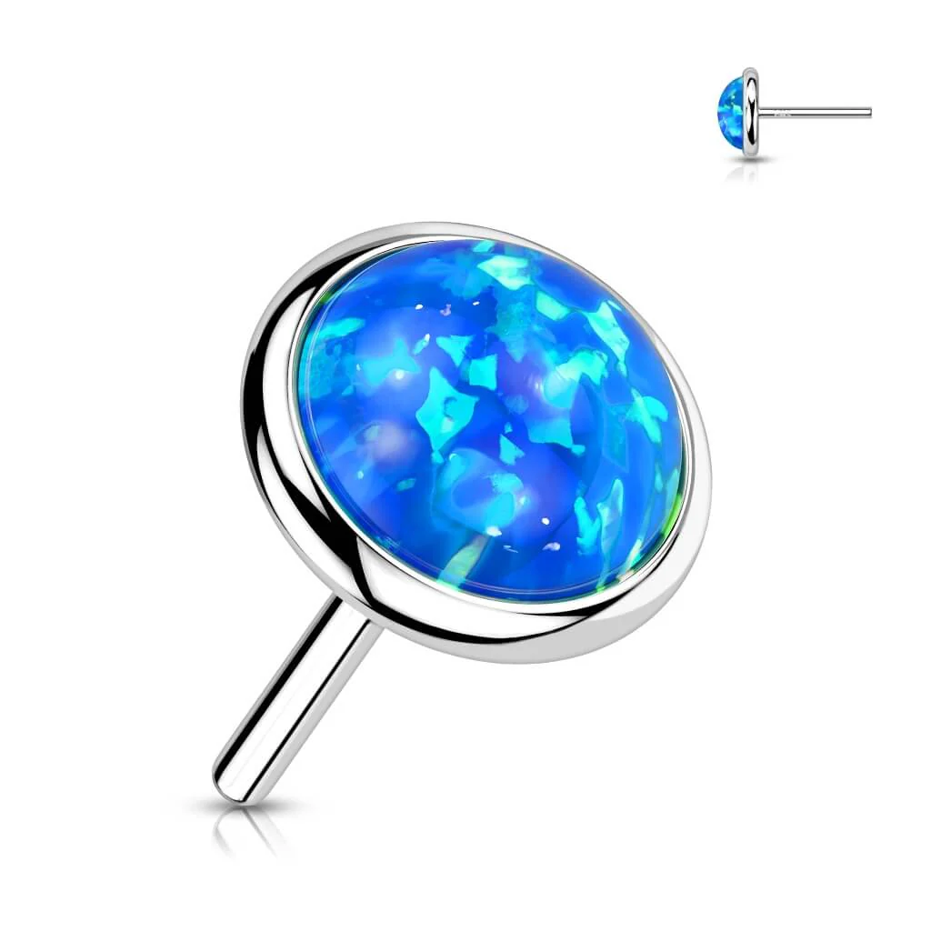 Solid Gold 14 Carat top round flat opal Push-In - Image 4