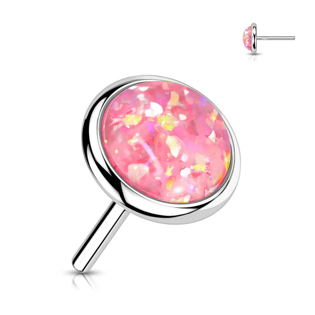 Solid Gold 14 Carat top round flat opal Push-In - Image 6