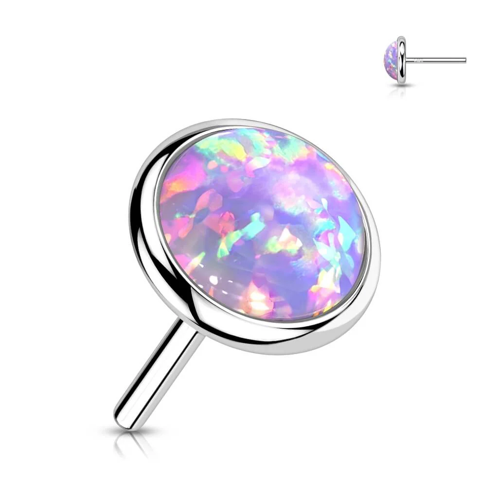 Solid Gold 14 Carat top round flat opal Push-In - Image 7