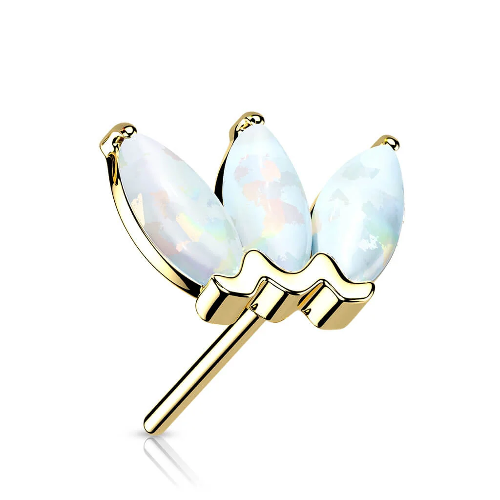 Solid Gold 14 Carat top 3 opals marquise cut Push-In - Image 10