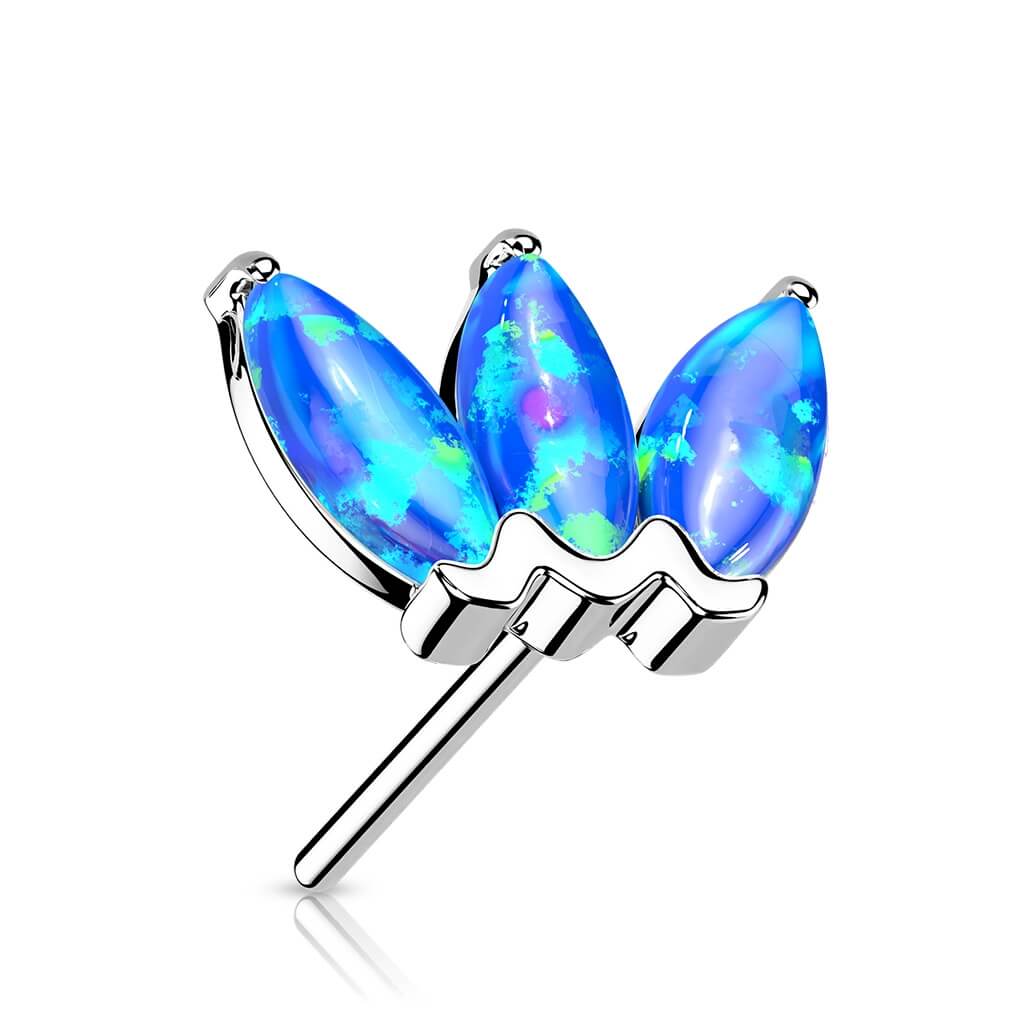 Solid Gold 14 Carat top 3 opals marquise cut Push-In - Image 2