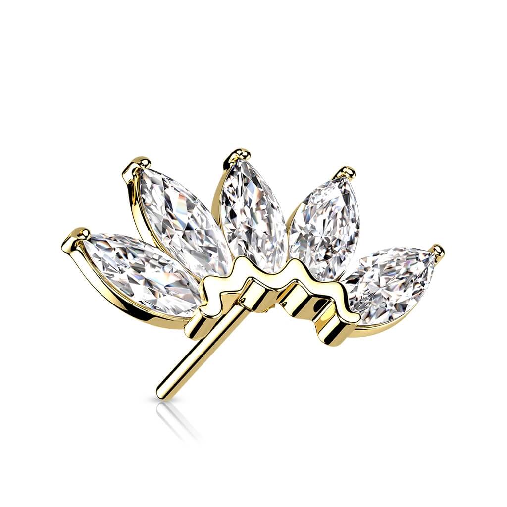 Solid Gold 14 Carat top 5 zirconias marquise cut Push-In - Image 11