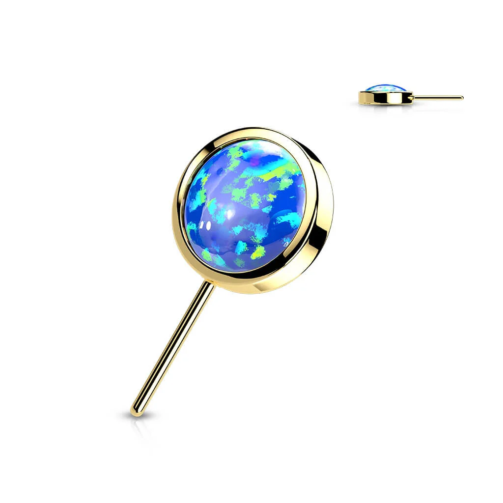 Solid Gold 14 Carat top round opal bezel setting Push-In - Image 6