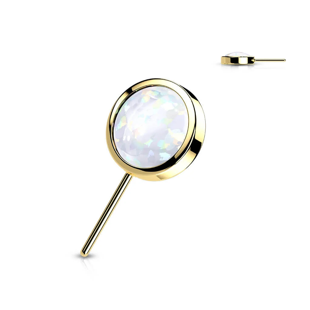 Solid Gold 14 Carat top round opal bezel setting Push-In - Image 8