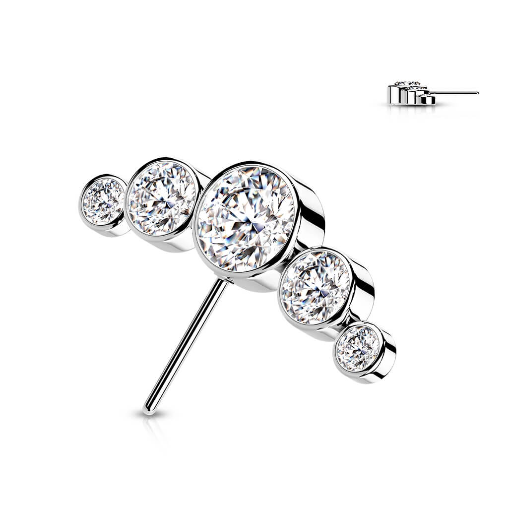 Solid Gold 14 Carat top 5 zirconias bezel setting Push-In - Image 2