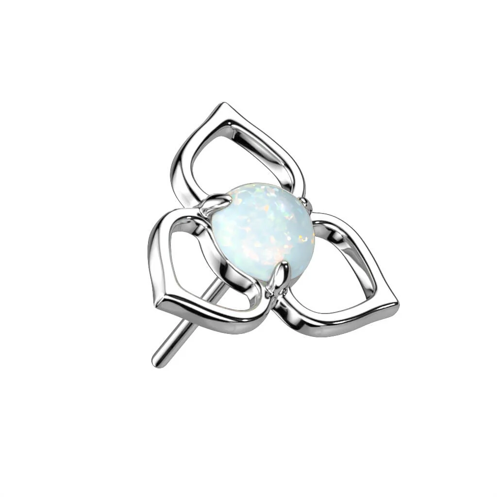 Solid Gold 14 Carat Top Flower Zirconia Opal Push-In - Image 2