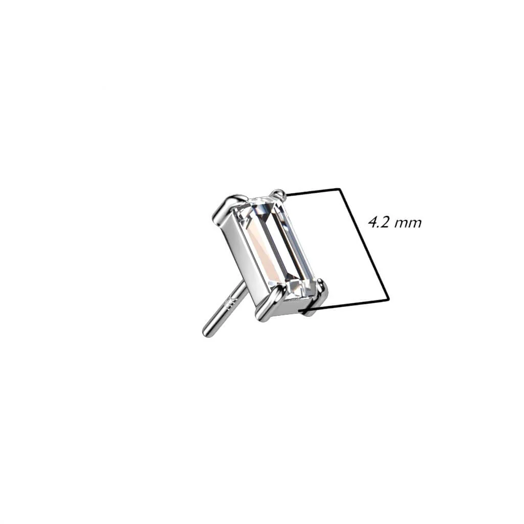 Solid Gold 14 Carat Top Baguette Zirconia Push-In - Image 3