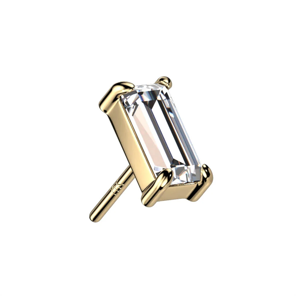 Solid Gold 14 Carat Top Baguette Zirconia Push-In - Image 4