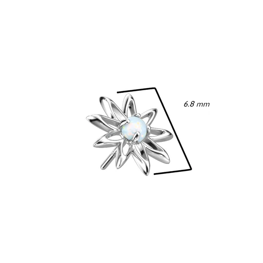 Solid Gold 14 Carat Top Flower Zirconia Opal Push-In - Image 3