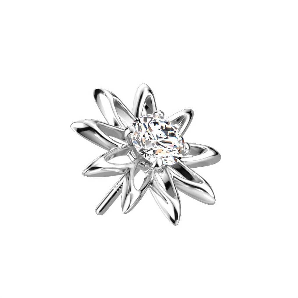 Solid Gold 14 Carat Top Flower Zirconia Opal Push-In - Image 4