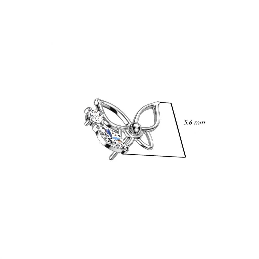 Solid Gold 14 Carat Top Butterfly Zirconia Push-In - Image 3