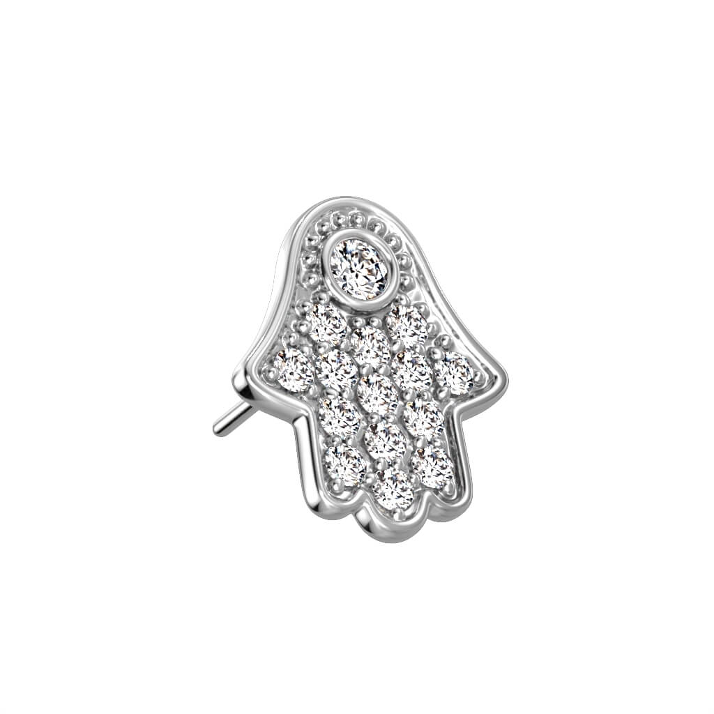 Solid Gold 14 Carat top hamsa hand zirconia Push-In - Image 2