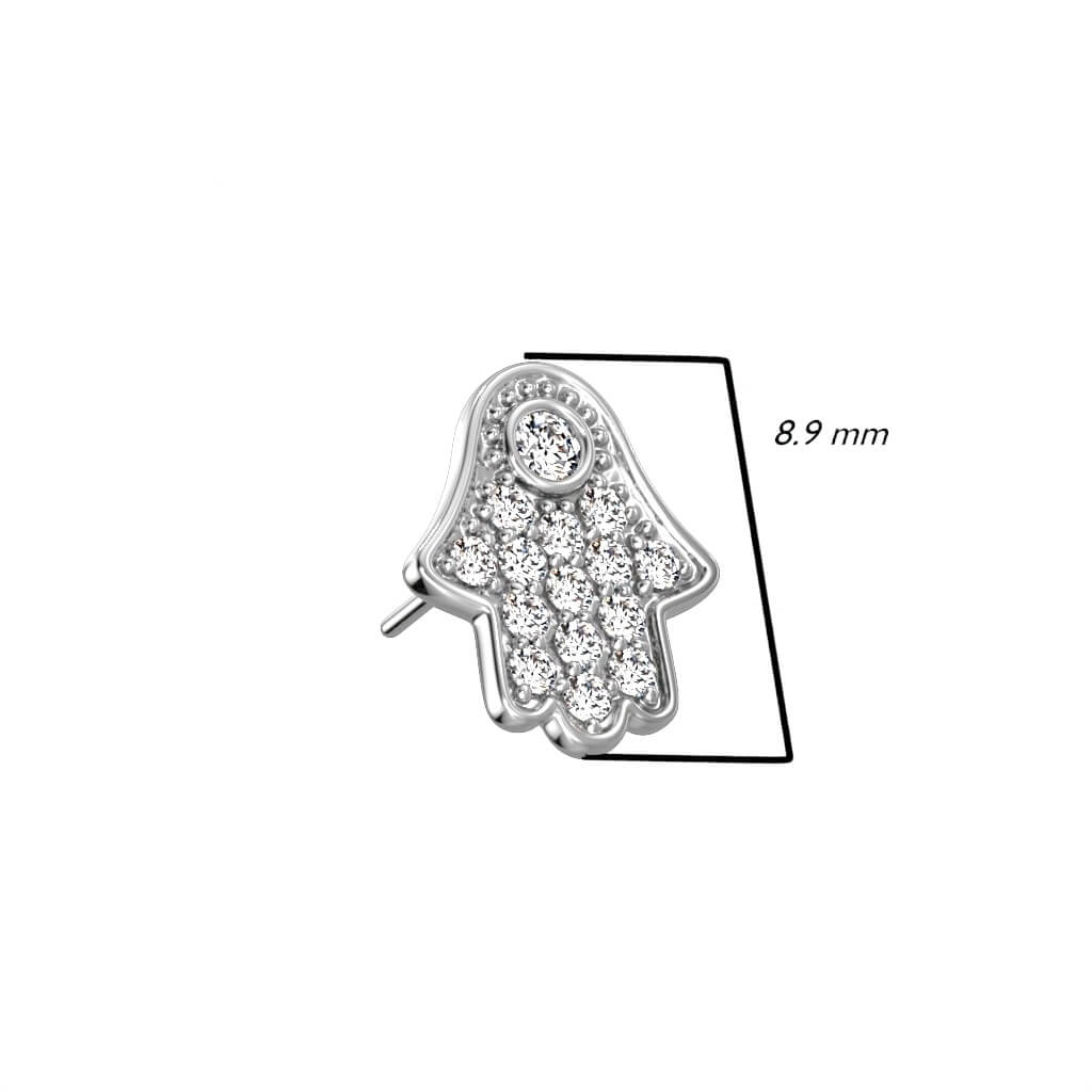 Solid Gold 14 Carat top hamsa hand zirconia Push-In - Image 3