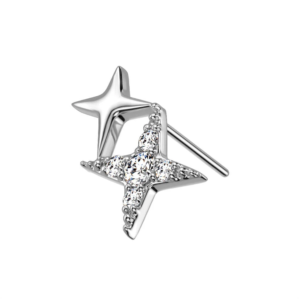 Solid Gold 14 Carat Top Stars Zirconia Push-In - Image 2