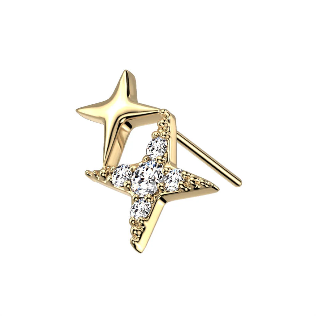 Solid Gold 14 Carat Top Stars Zirconia Push-In - Image 4