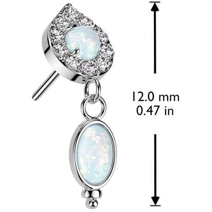Solid Gold 14 Carat top teardrop dangle opal Push-In - Image 2