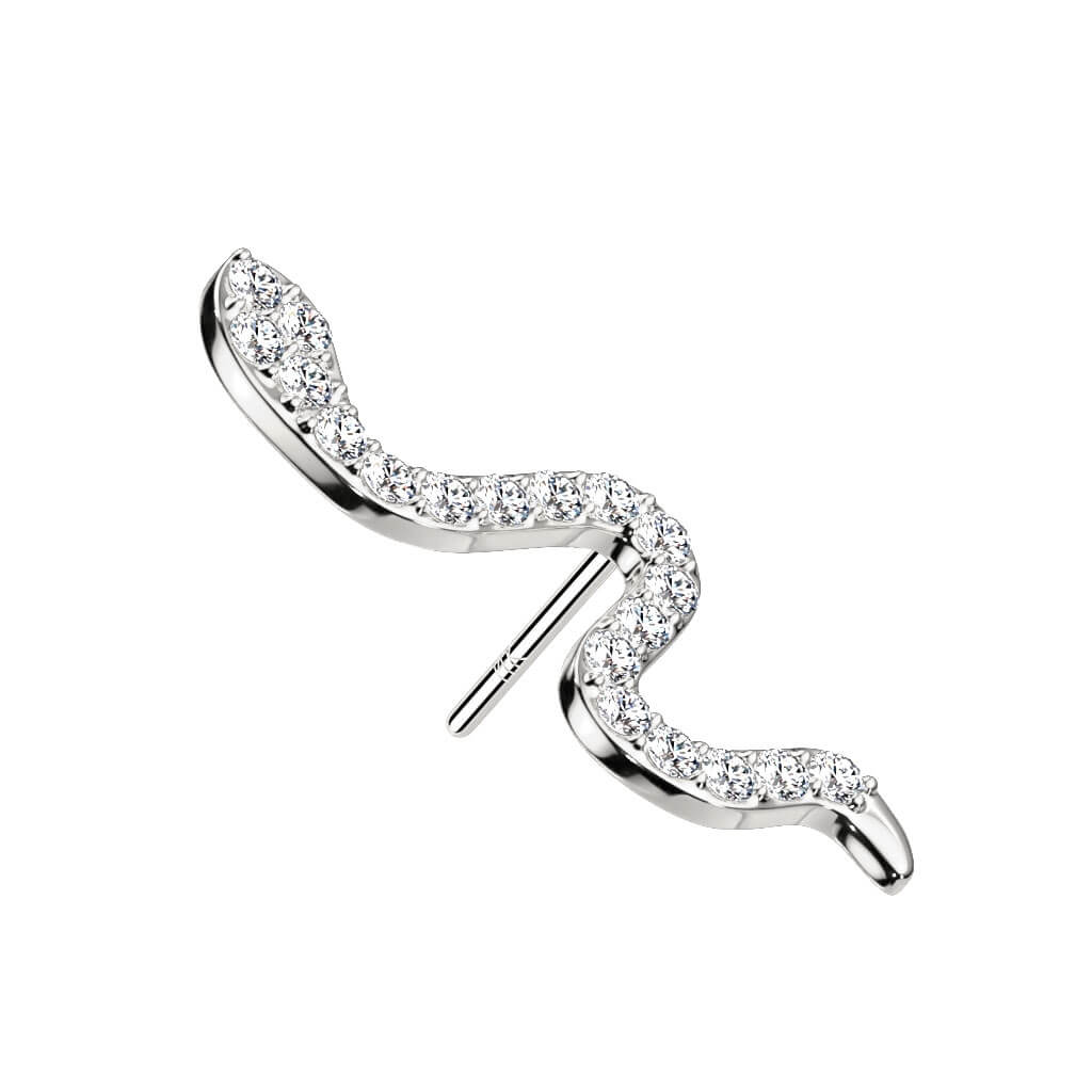 Solid Gold 14 Carat top snake zirconia Push-In - Image 2