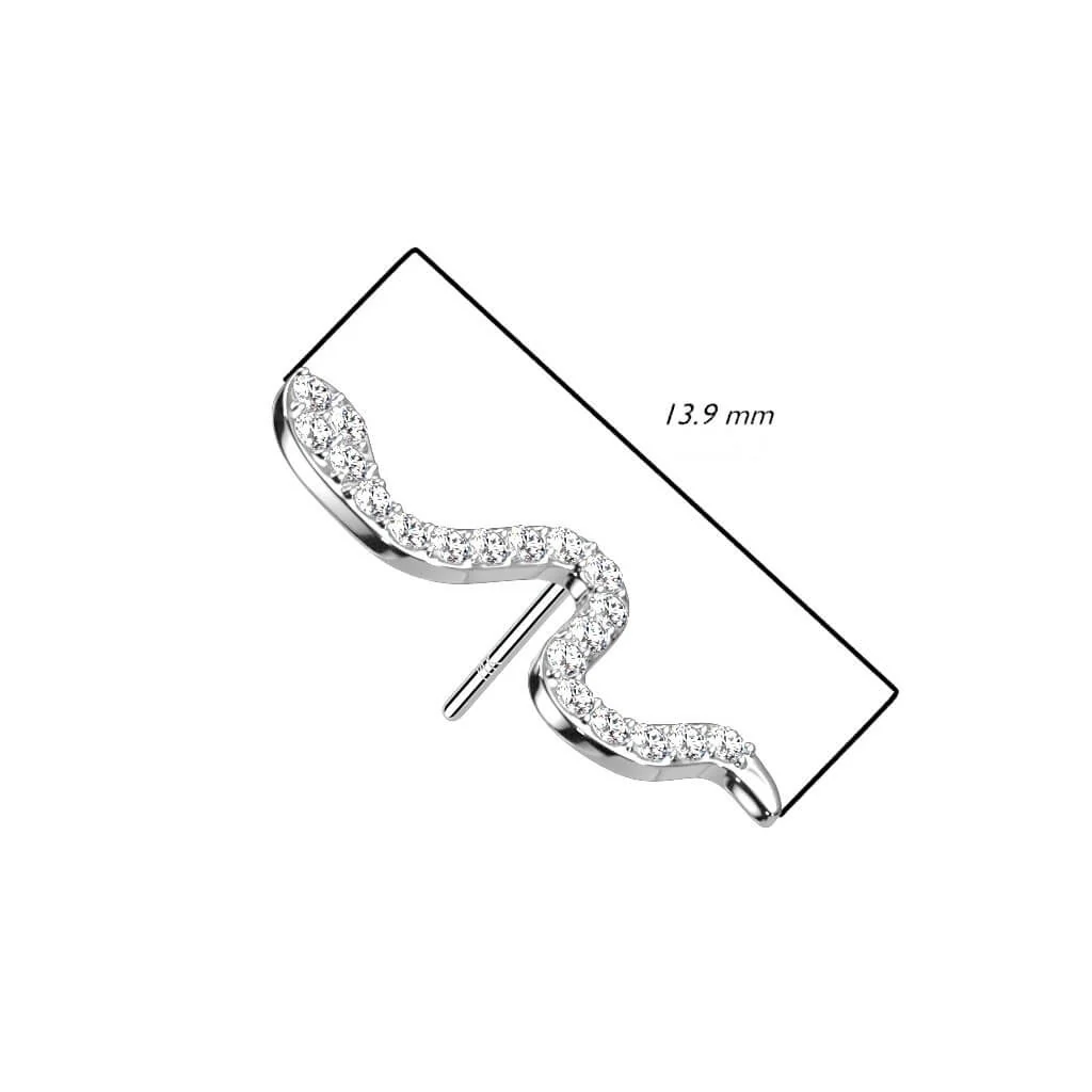 Solid Gold 14 Carat top snake zirconia Push-In - Image 3
