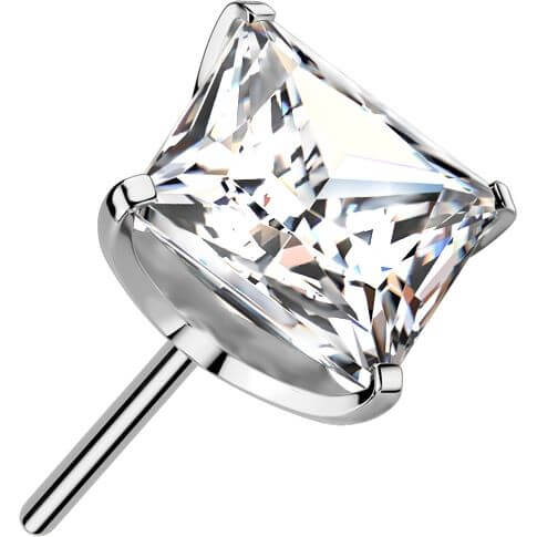 Titanium top square zirconia prong setting Push-In