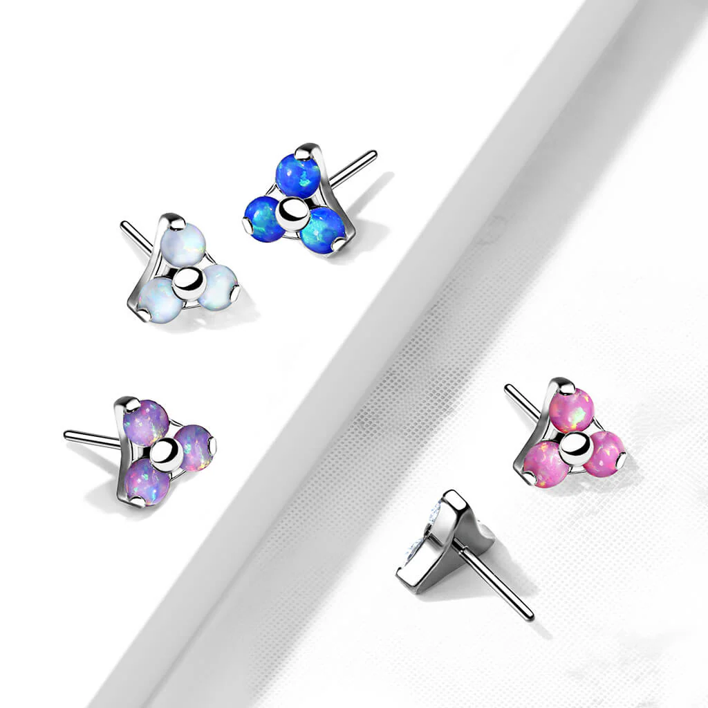 Titanium Top Triangle Opal Silver Push-In - Image 7