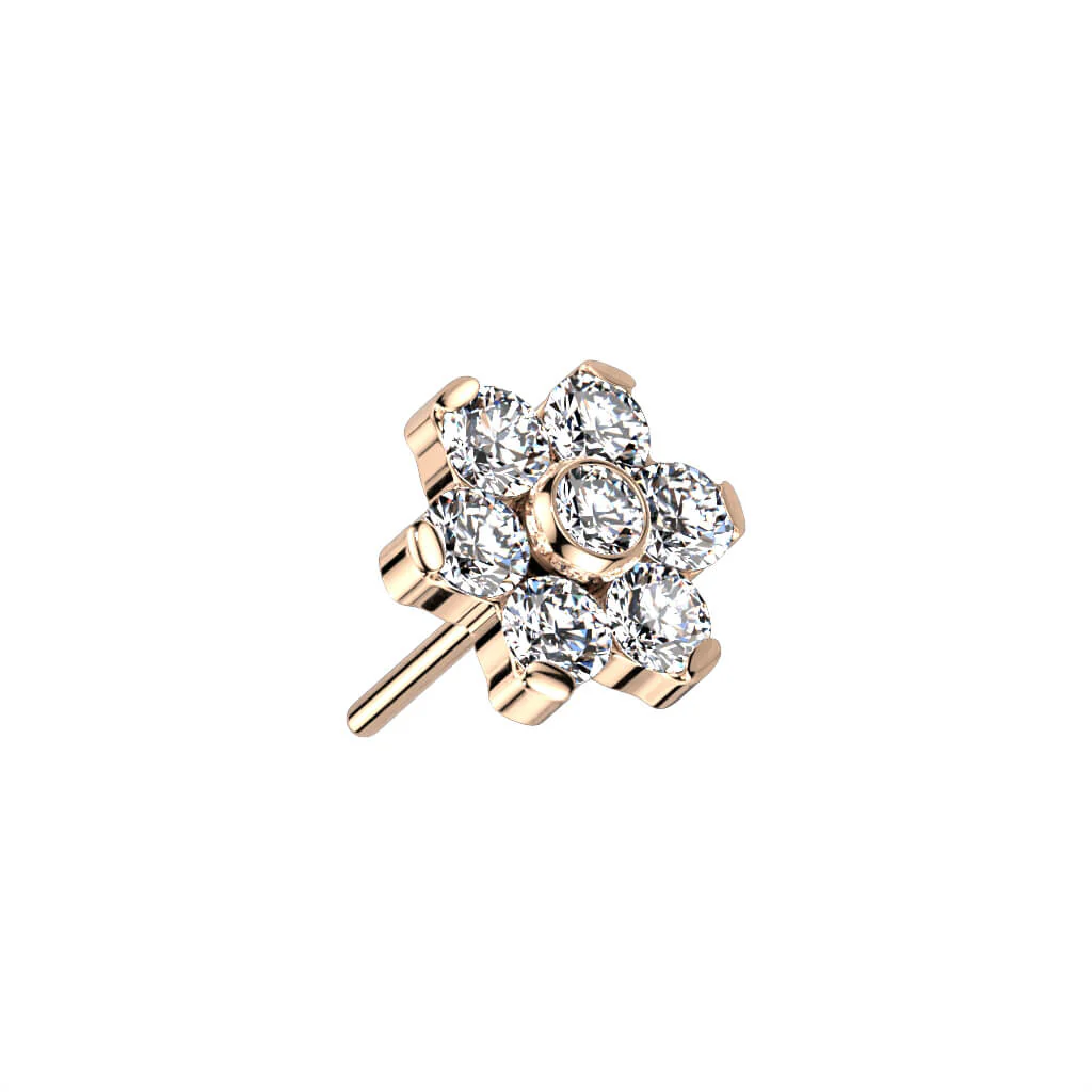 Titanium Top Flower Zirconia Silver Push-In - Image 10