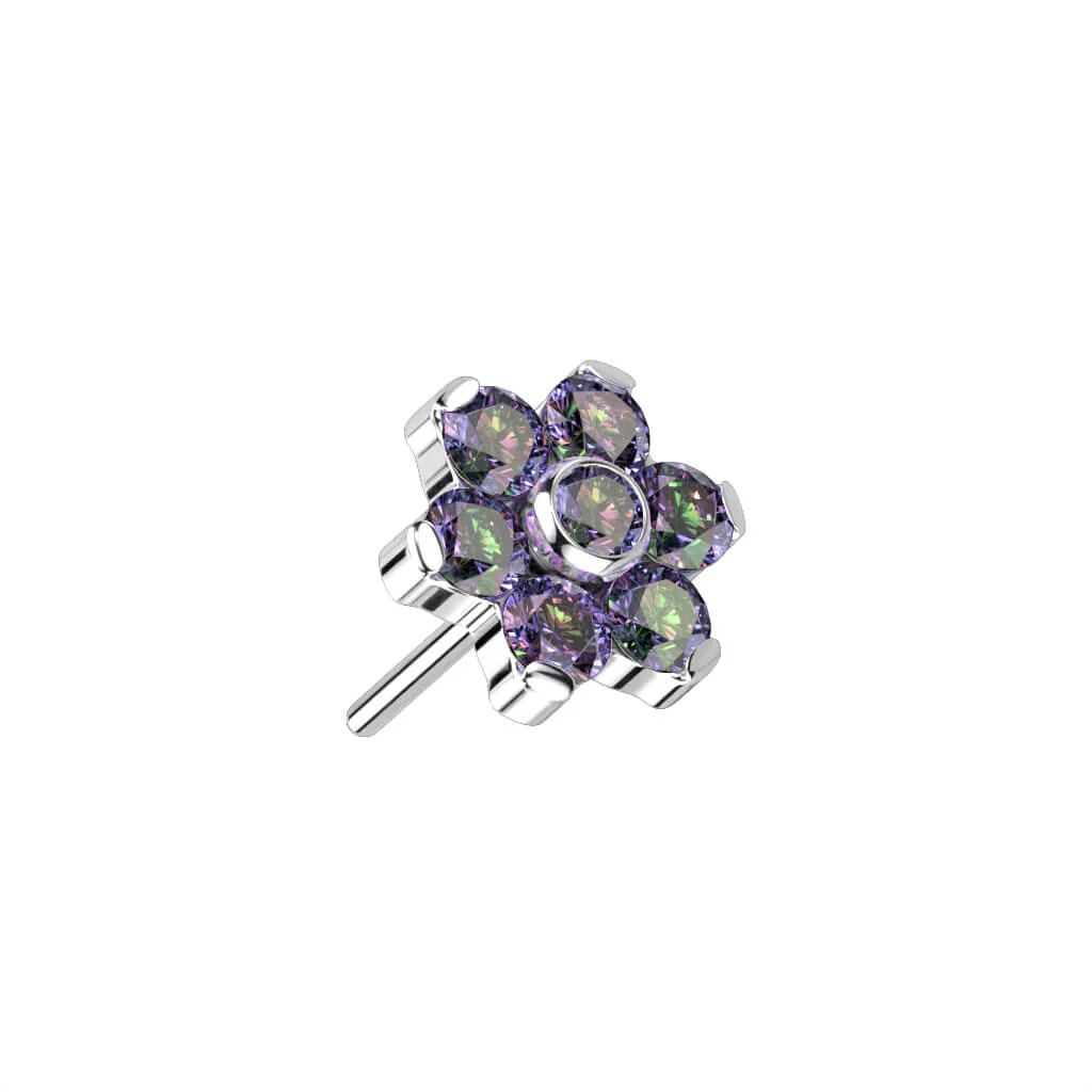 Titanium Top Flower Zirconia Silver Push-In - Image 11