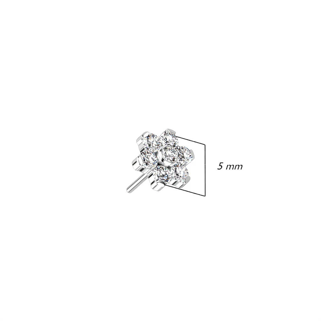 Titanium Top Flower Zirconia Silver Push-In - Image 3