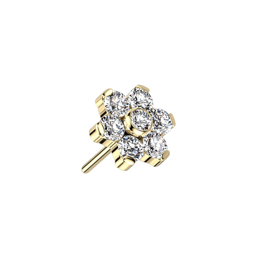 Titanium Top Flower Zirconia Silver Push-In - Image 6