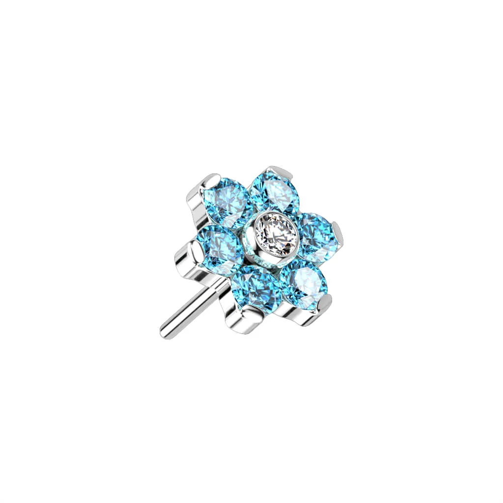Titanium Top Flower Zirconia Silver Push-In - Image 9