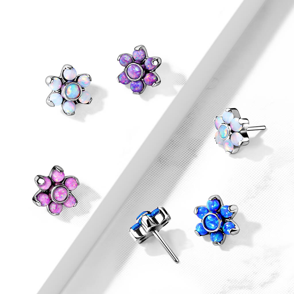 Titanium Top Flower Opal Silver Push-In - Image 7