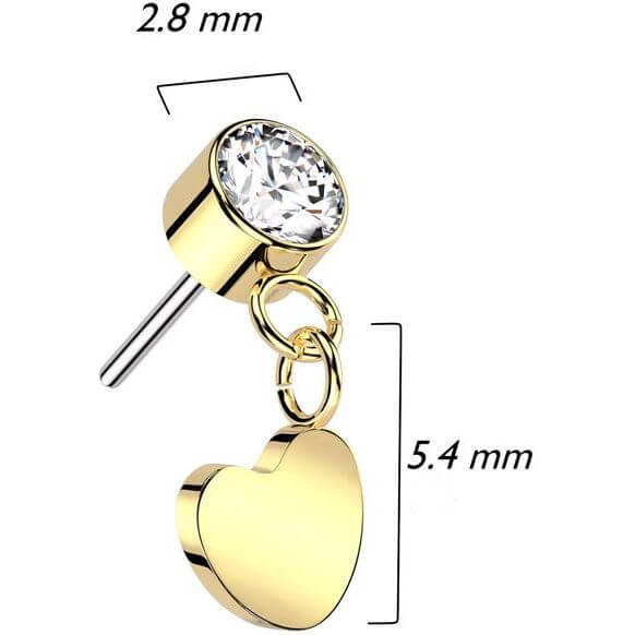Titanium top heart dangle zirconia Push-In - Image 2
