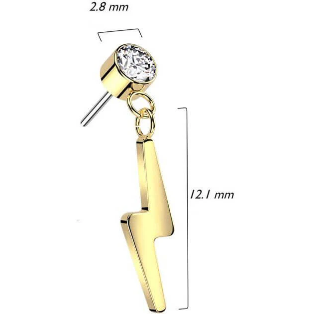 Titanium top lightening bolt dangle zirconia Push-In - Image 2