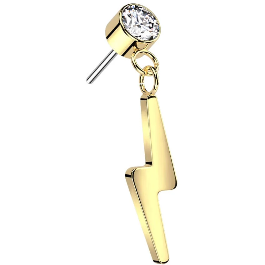 Titanium top lightening bolt dangle zirconia Push-In - Image 3