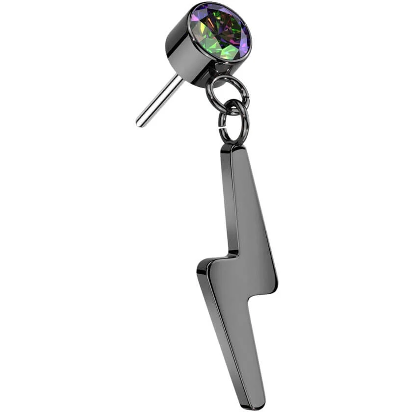 Titanium top lightening bolt dangle zirconia Push-In - Image 4