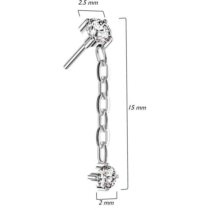 Titanium top chain dangle zirconia Push-In - Image 2