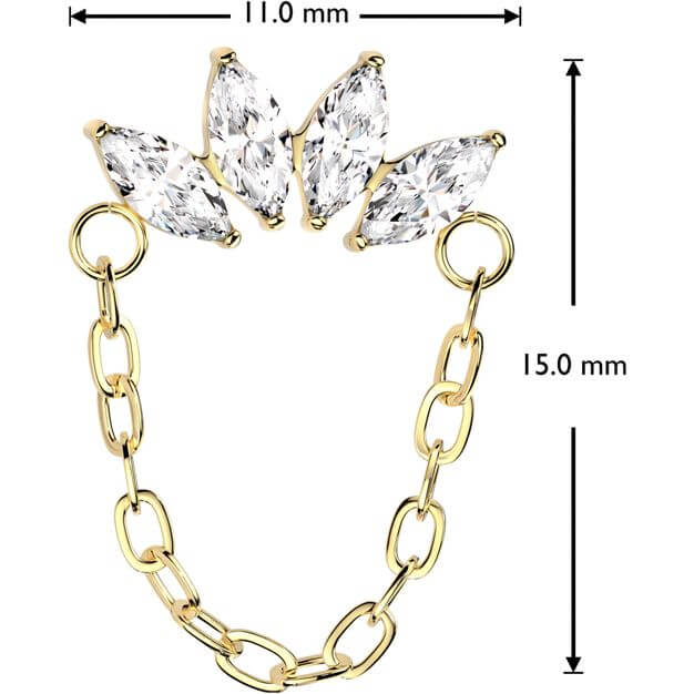 Titanium top chain marquise cut zirconias Push-In - Image 2