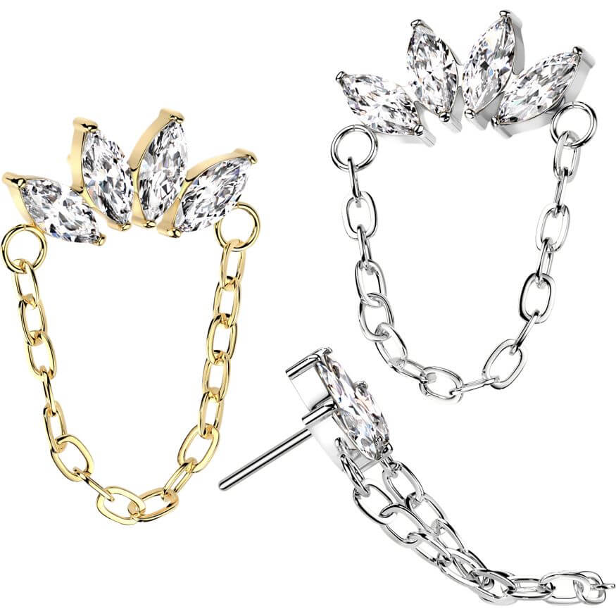 Titanium top chain marquise cut zirconias Push-In - Image 3