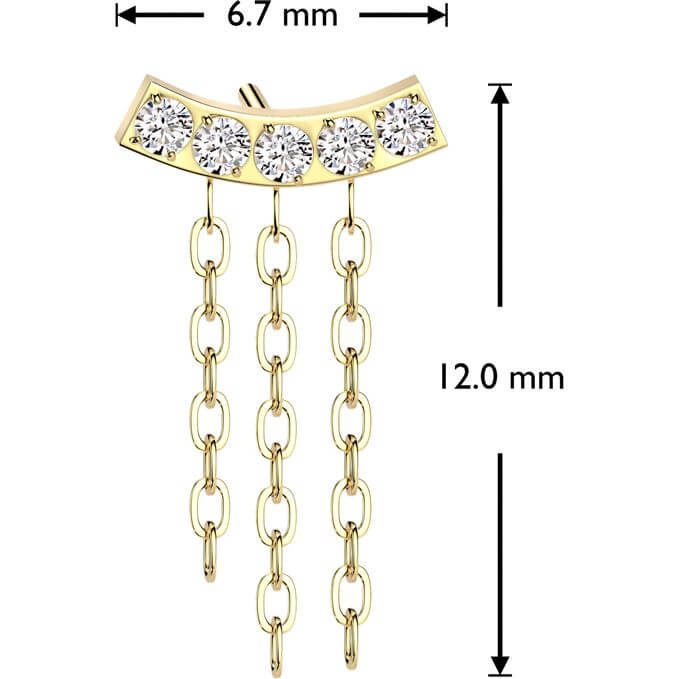 Titanium top triple chain dangle zirconias Push-In - Image 2