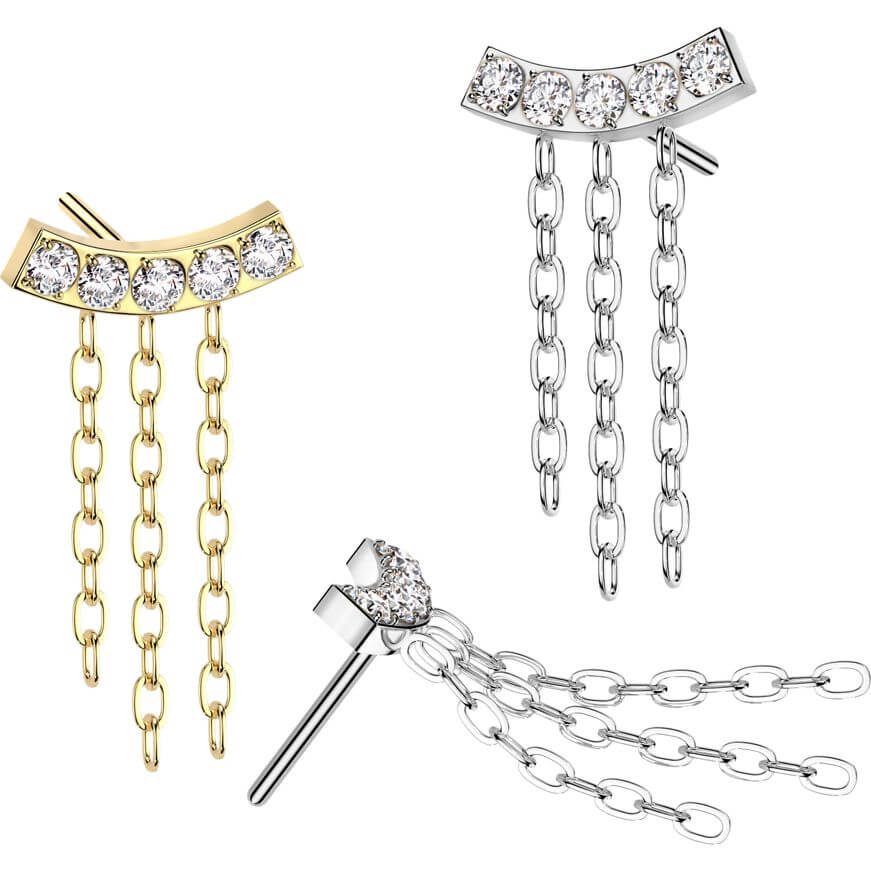 Titanium top triple chain dangle zirconias Push-In - Image 3