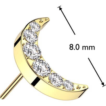 Titanium top crescent moon zirconia Push-In - Image 2