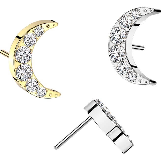 Titanium top crescent moon zirconia Push-In - Image 3