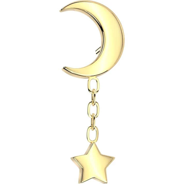 Titanium crescent moon star dangle chain Push-In - Image 4