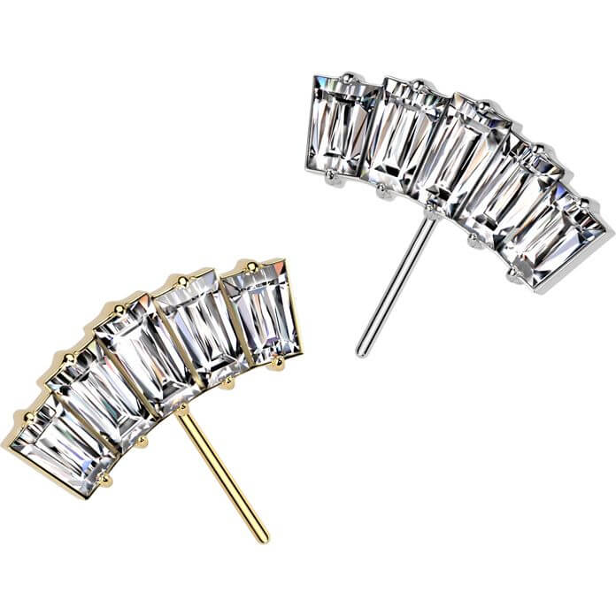 Titanium top fan 5 baguette cut zirconia Push-In - Image 3