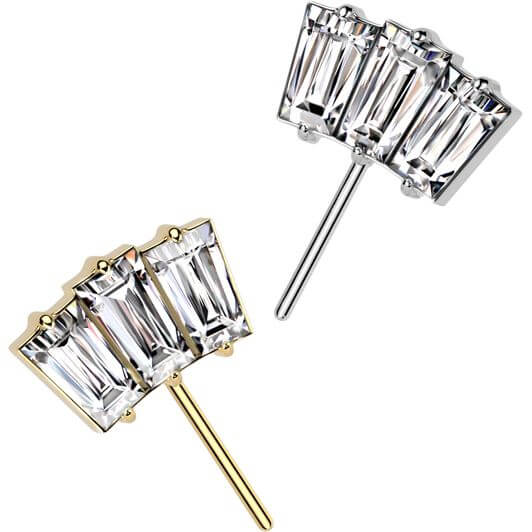 Titanium top fan 3 baguette cut zirconia Push-In - Image 3