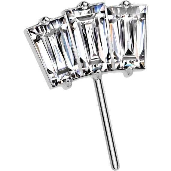 Titanium top fan 3 baguette cut zirconia Push-In - Image 4